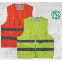 Reflektifli Çok Cepli İkaz Yeleği